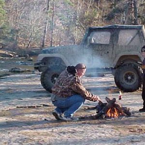 Building a fire at Flat Rock