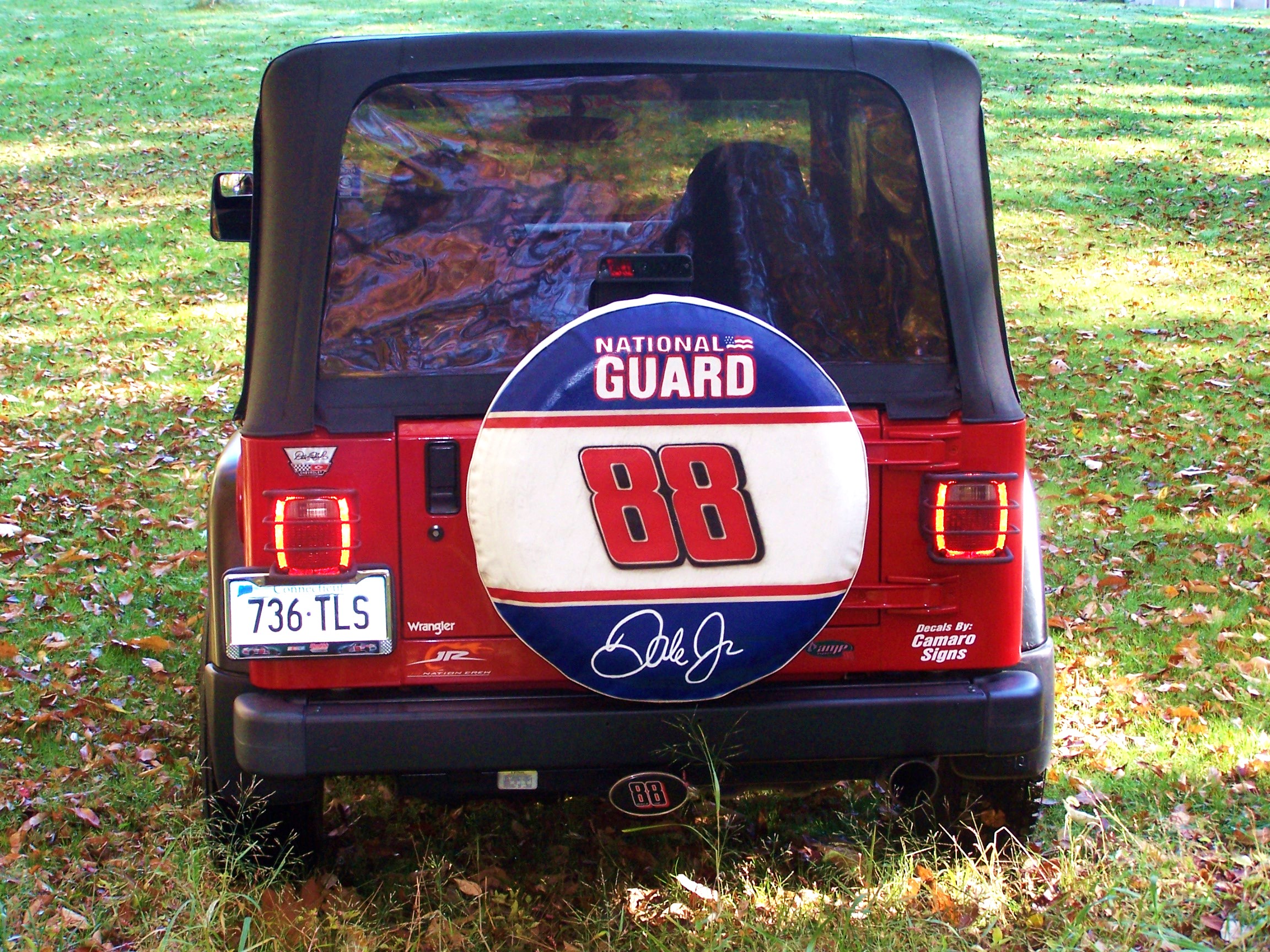 back shot showing custom tire cover